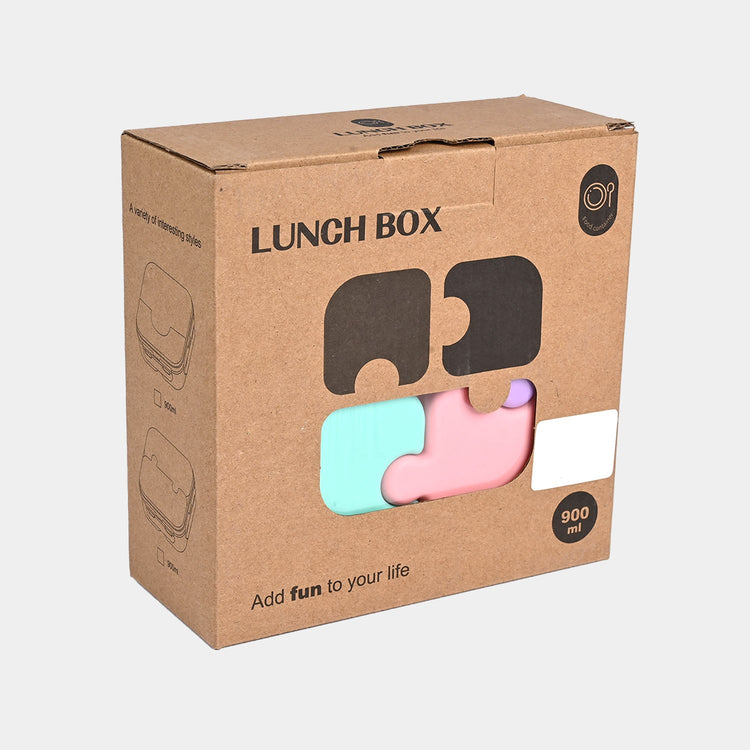 Kids Cartoon Lunch Box Set with Water Bottle – 900ml BPA Free Food Grade Plastic (Pink & Purple)