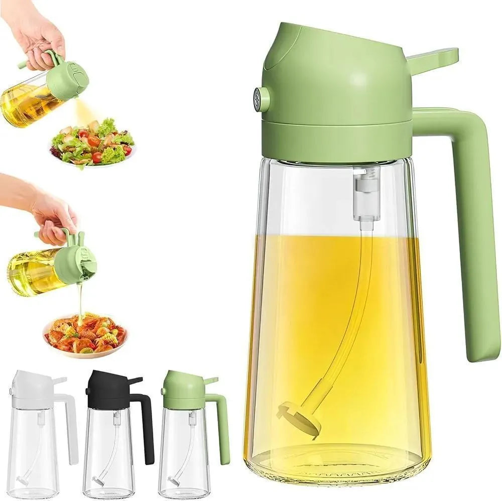 Glass Oil Sprayer Bottle with Handle, Green