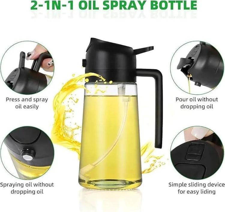 Glass Oil Sprayer Bottle with Handle, Green
