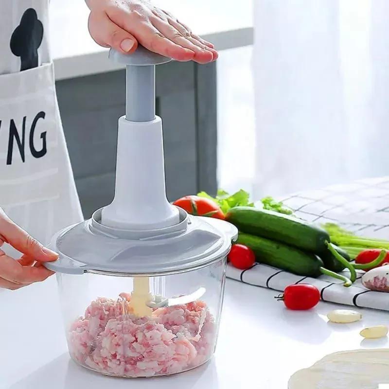 1.5L Hand Push Vegetable Chopper – 3 Stainless Steel Blades | Easy Kitchen Food Processor