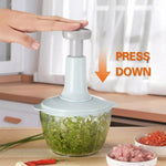 1.5L Hand Push Vegetable Chopper – 3 Stainless Steel Blades | Easy Kitchen Food Processor