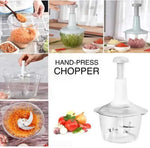 1.5L Hand Push Vegetable Chopper – 3 Stainless Steel Blades | Easy Kitchen Food Processor