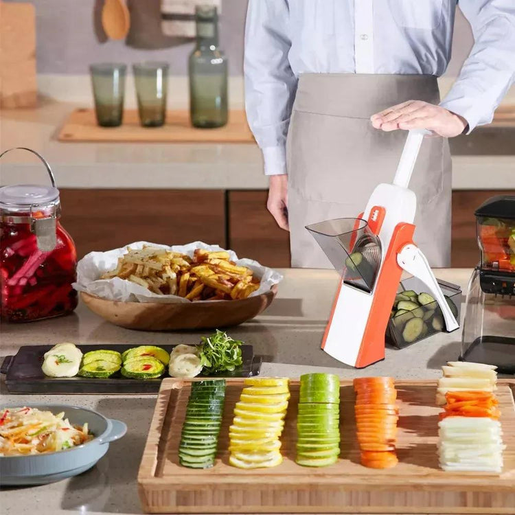 5-in-1 Mandoline Vegetable & Fruit Slicer – 40+ Adjustable Thickness Levels | Heavy-Duty ABS Pump Cutter & Dicer