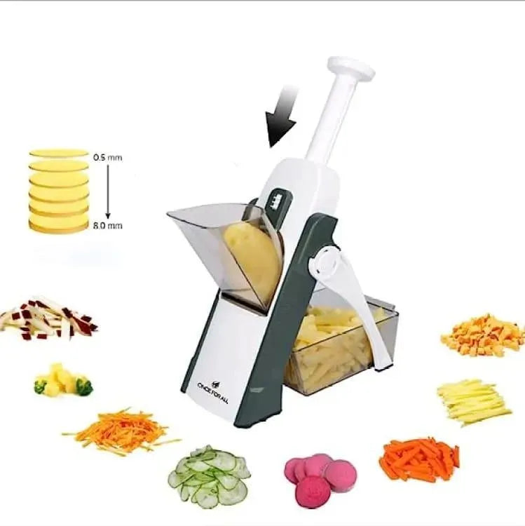 5-in-1 Mandoline Vegetable & Fruit Slicer – 40+ Adjustable Thickness Levels | Heavy-Duty ABS Pump Cutter & Dicer