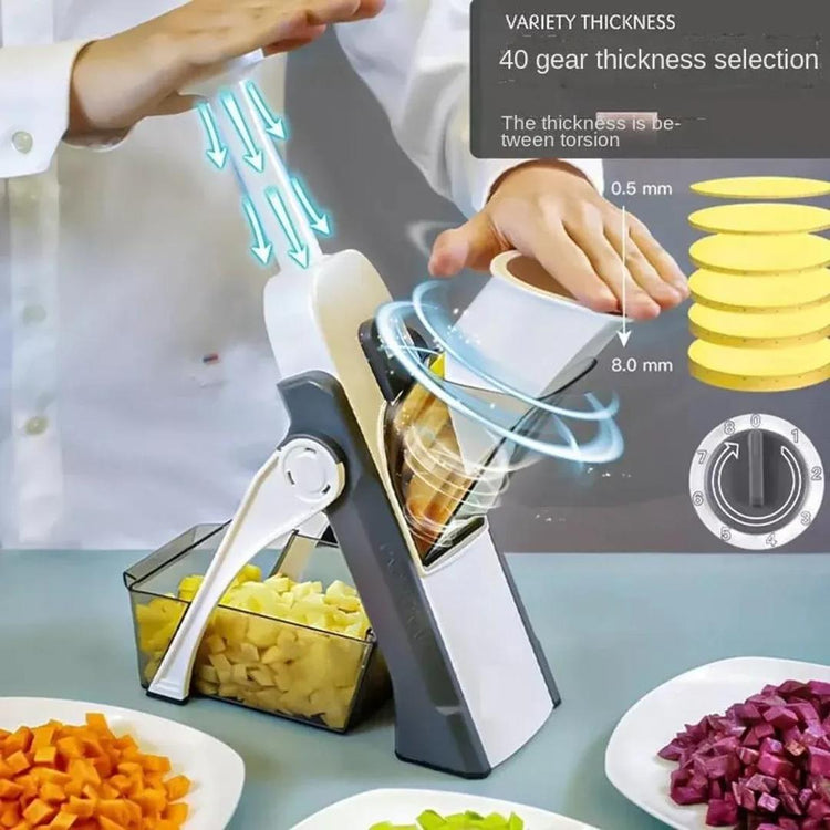 5-in-1 Mandoline Vegetable & Fruit Slicer – 40+ Adjustable Thickness Levels | Heavy-Duty ABS Pump Cutter & Dicer