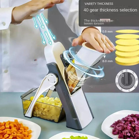 5-in-1 Mandoline Vegetable & Fruit Slicer – 40+ Adjustable Thickness Levels | Heavy-Duty ABS Pump Cutter & Dicer