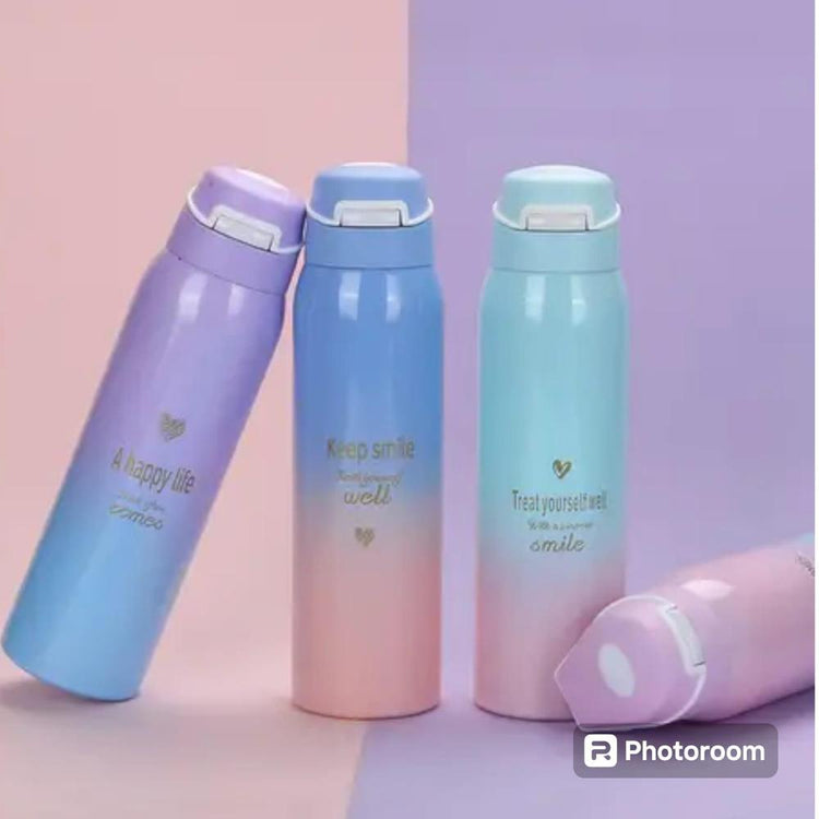 Gradient Color Stainless Steel Insulated Water Bottle With Straw 500mla
