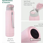 Gradient Color Stainless Steel Insulated Water Bottle With Straw 500mla