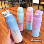 Gradient Color Stainless Steel Insulated Water Bottle With Straw 500mla